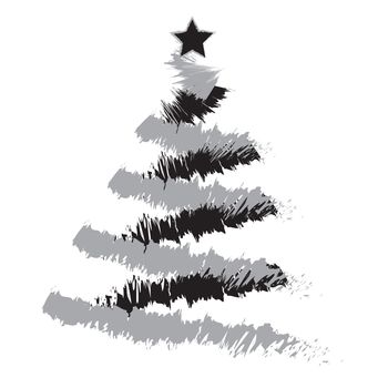 Freehand illustration of grunge Christmas tree on white background