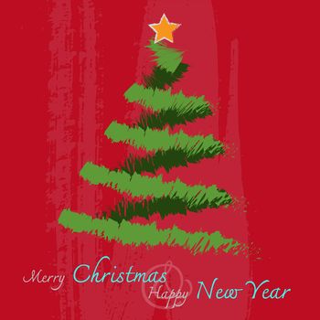 Christmas Greeting Card. Merry Christmas and Happy New Year lettering