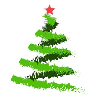 Freehand illustration of grunge Christmas tree on white background