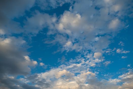 Cloudy blue sky abstract background, blue sky background with tiny clouds