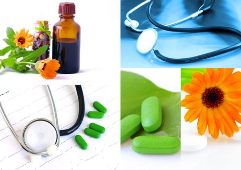 Various homeopathy related images in a collage