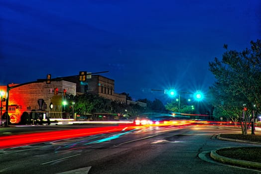 street scenes at night around downtown in clover south carolina