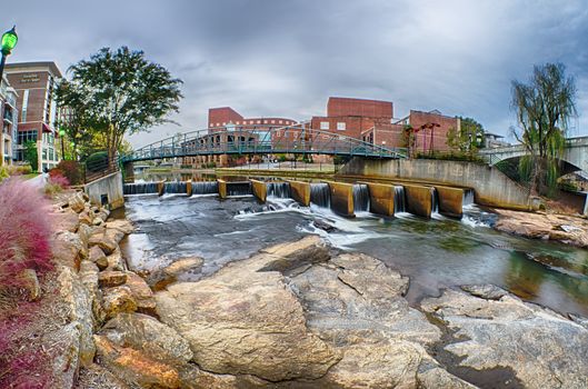 downtown of greenville south carolina around falls park