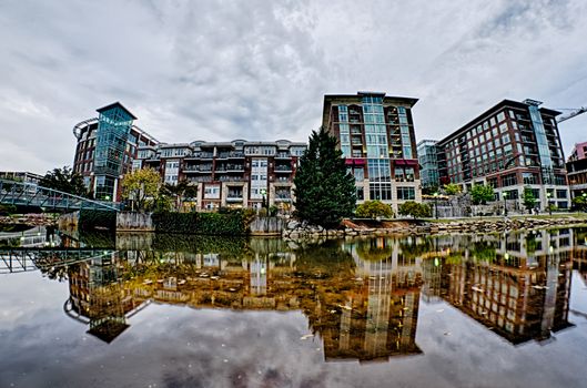 downtown of greenville south carolina around falls park