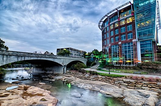 downtown of greenville south carolina around falls park