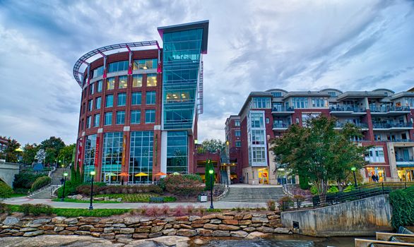 downtown of greenville south carolina around falls park