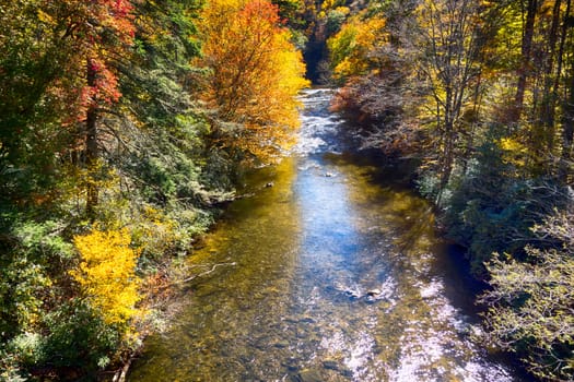 linnville river flowing through blue ridge mountains valleys