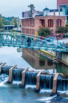 street scenes around falls park in greenville south carolina