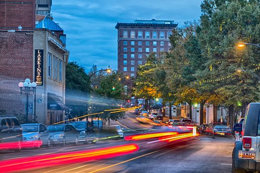 street scenes around falls park in greenville south carolina