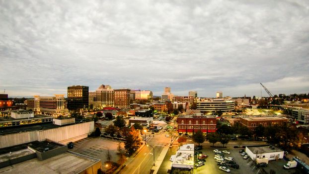 aerial view of greenville south carolina skyline cityscape