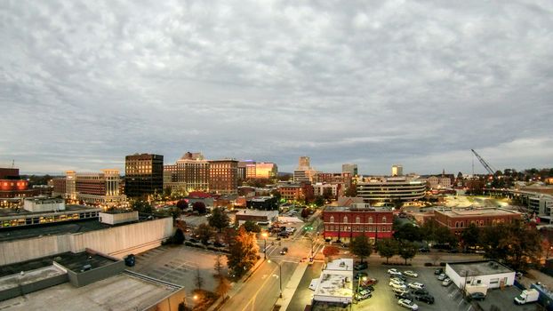 aerial view of greenville south carolina skyline cityscape