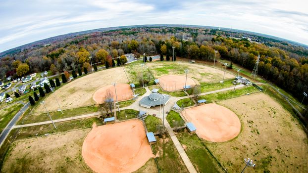 recreation area adjacent baseball fields aerial view