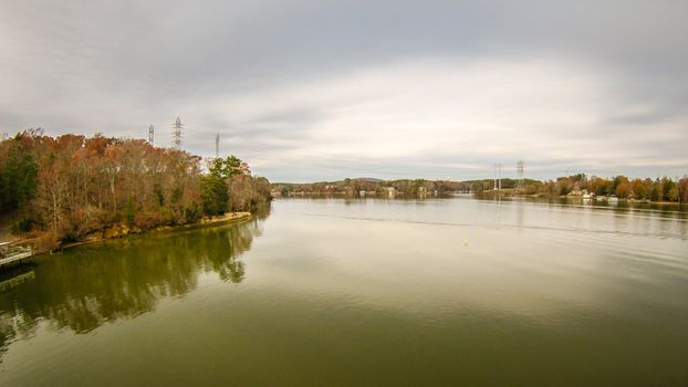 aerialview over lake wylie south carolina