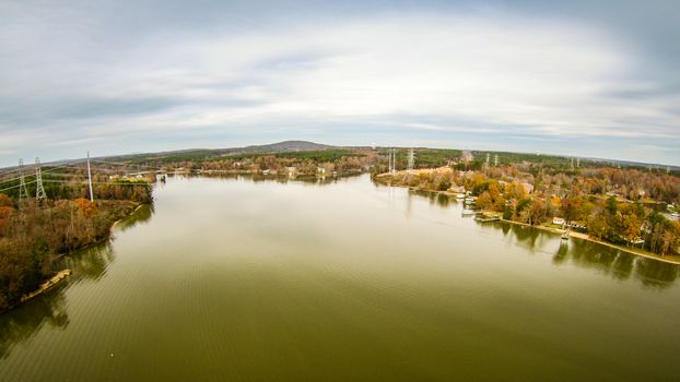 aerialview over lake wylie south carolina