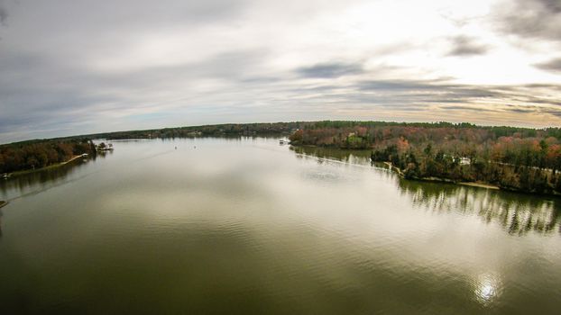 aerialview over lake wylie south carolina