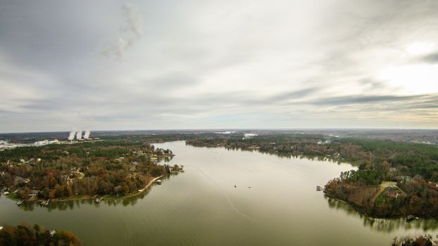 aerialview over lake wylie south carolina