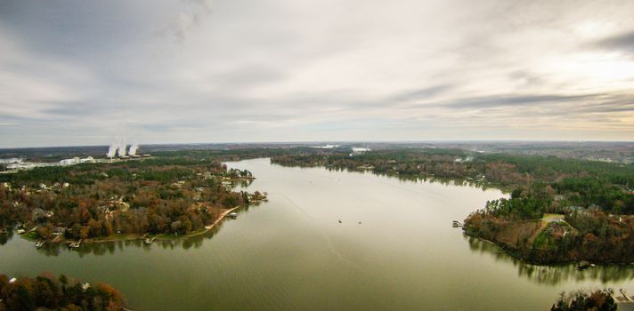 aerialview over lake wylie south carolina