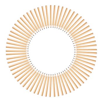 installation of wood pencils in circle shape . 