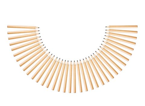 installation of wood pencils in semicircle shape . 