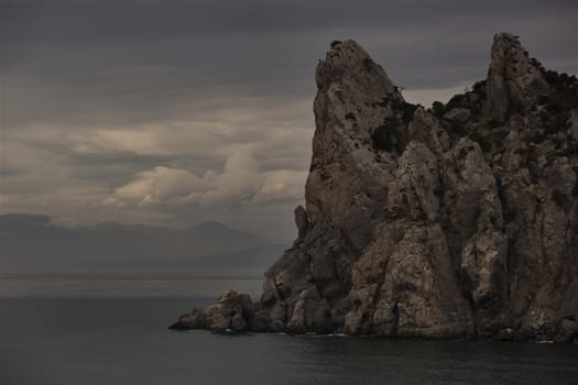 The coastal cliff near the Black Sea in Crimea.