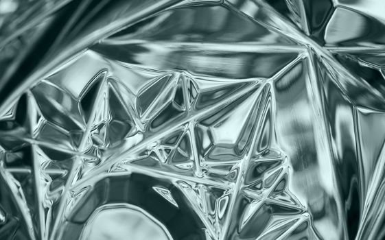 wavy curves of transparent crystal glass, glass facets.