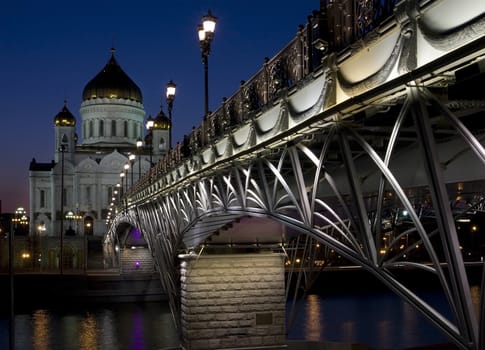 Cathedral of Christ the Savior in Moscow at night.