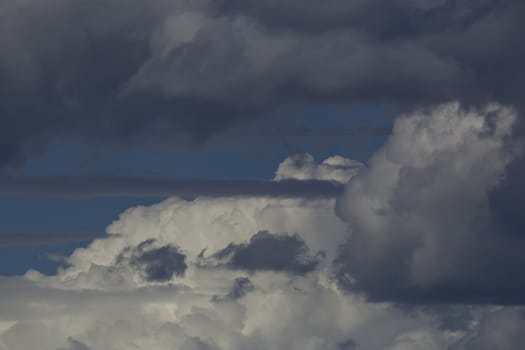 large clouds against the blue sky.