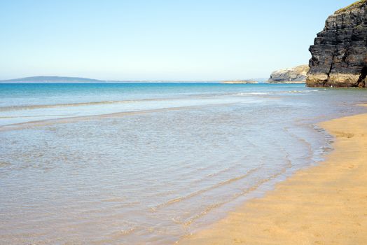 blue skies and sea at ballybunion beach on the wild atlantic way