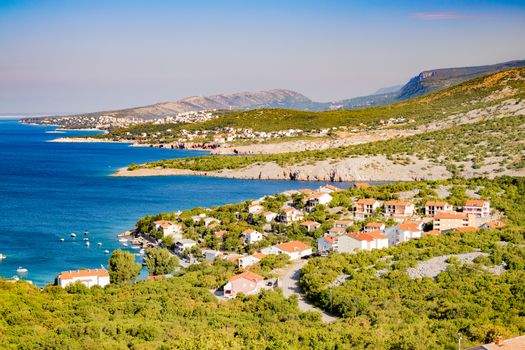 The pristine coastline and crystal clear water of the island of Rab, Croatia.