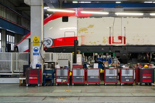 VICENZA, ITALY - DECEMBER 14: Workshop major repairs Trenitalia Vicenza celebrates the hundredth anniversary Sunday, December 14, 2014 and and for this open to citizens.