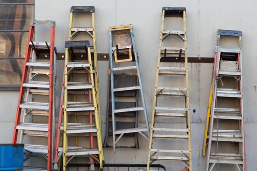 Ladders hanging on a wall