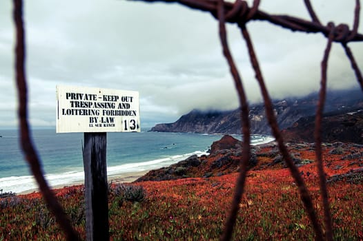 Big Sur, California, USA with foggy sky in winter