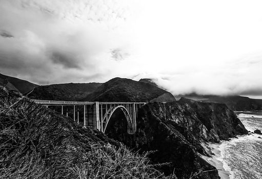 Bixby bridge,Big Sur,California,USA in black and white