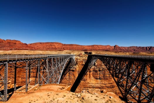 bridges in the middle of the desert in the summer