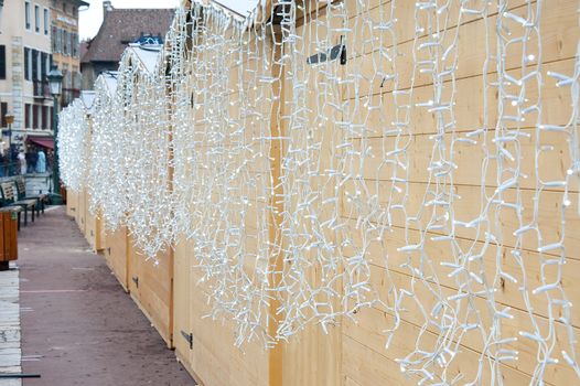 Christmas lights in a French city during the Christmas market, france