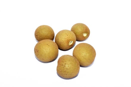 fresh lychees on white background 