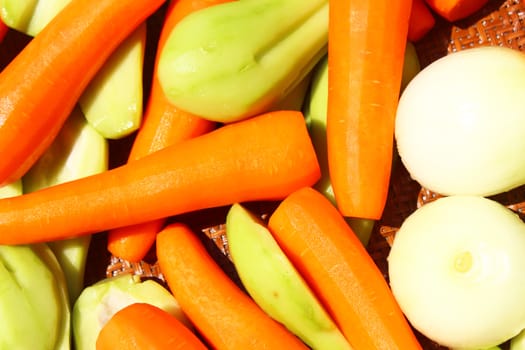 The vegetables and the fruits