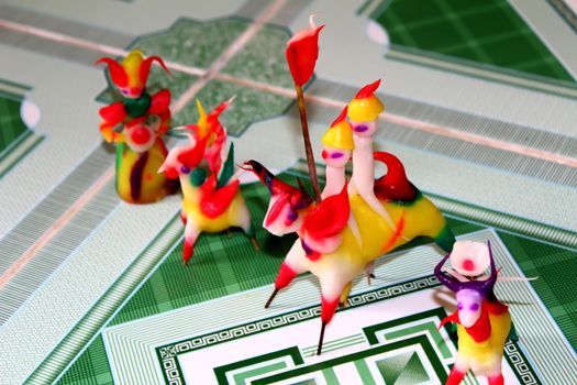 Tohe, the traditional toys in Vietnam made by colored rice powder