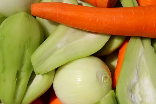 The vegetables and the fruits