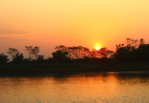 sunset on the river