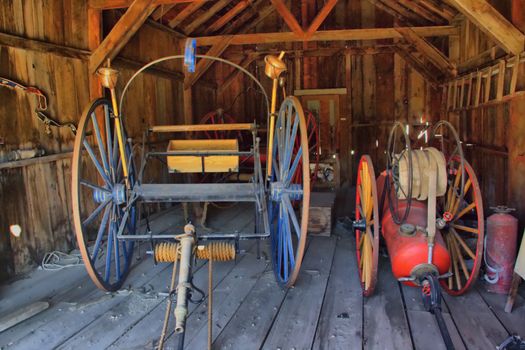 Old fire fighting sprayers in prospectors village