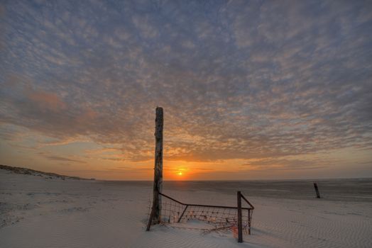 The North Sea Beach of Terschelling at sunset
