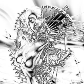 Digital Visualization of a female Cyborg