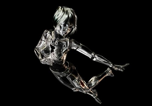 Digital 3D Illustration of a female Cyborg