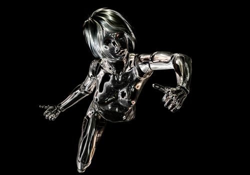 Digital 3D Illustration of a female Cyborg