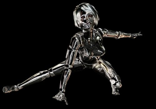 Digital 3D Illustration of a female Cyborg