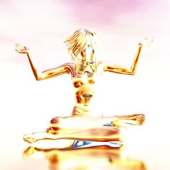 Digital Illustration of a meditating Female