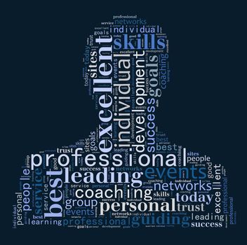 Professional word cloud shaped as a person