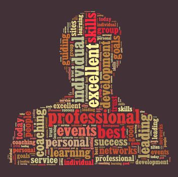 Professional word cloud shaped as a person