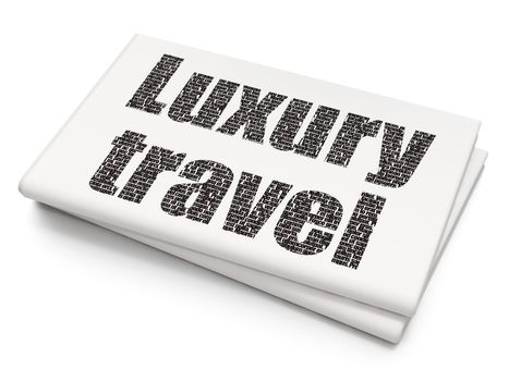 Tourism concept: Pixelated black text Luxury Travel on Blank Newspaper background